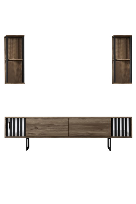 Hanah Home Mueble para Televisor Chrome Line - Nogal, Negro